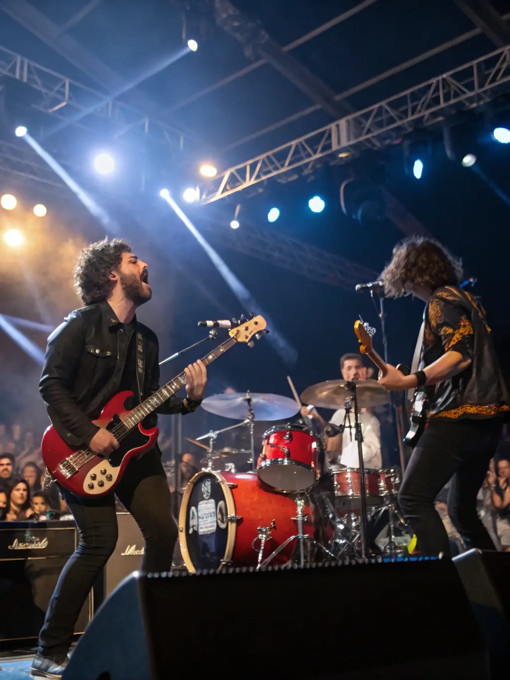 A vibrant photograph capturing a recent metal concert organized by LES VOIX DU CHAUDRON, showcasing the energy and enthusiasm of the performers and the audience.
